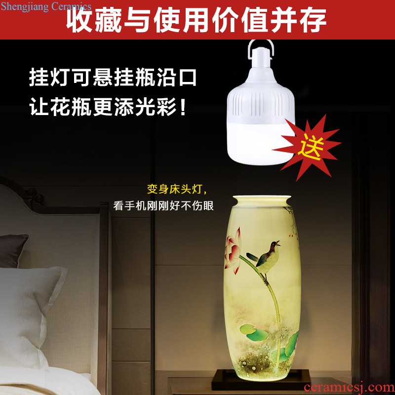 Jingdezhen ceramic vase landed large plum bottle hand-painted scenery surd sitting room place hotel decoration