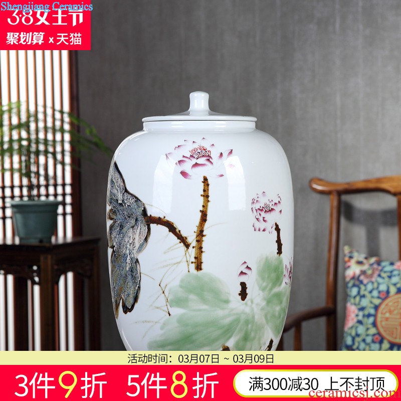 Jingdezhen ceramic bone China peony decorative plates by plate of new Chinese style household TV cabinet porch decorate furnishing articles