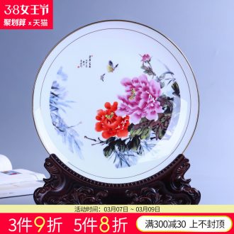 Jingdezhen ceramics hand-painted porcelain plate painting landscapes sitting room porch decoration of Chinese style household hang dish mural arts and crafts