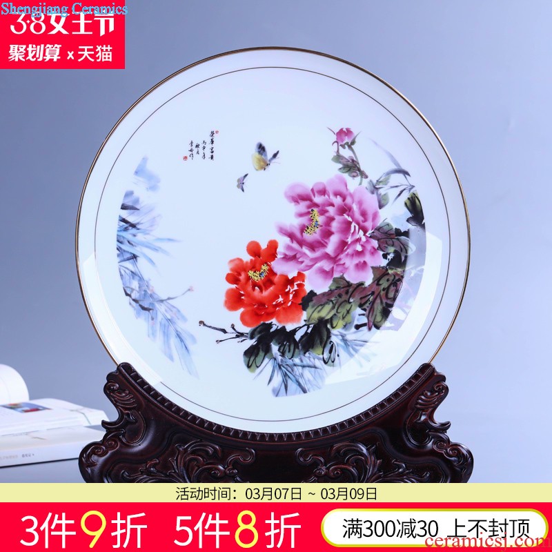 Jingdezhen ceramics hand-painted porcelain plate painting landscapes sitting room porch decoration of Chinese style household hang dish mural arts and crafts