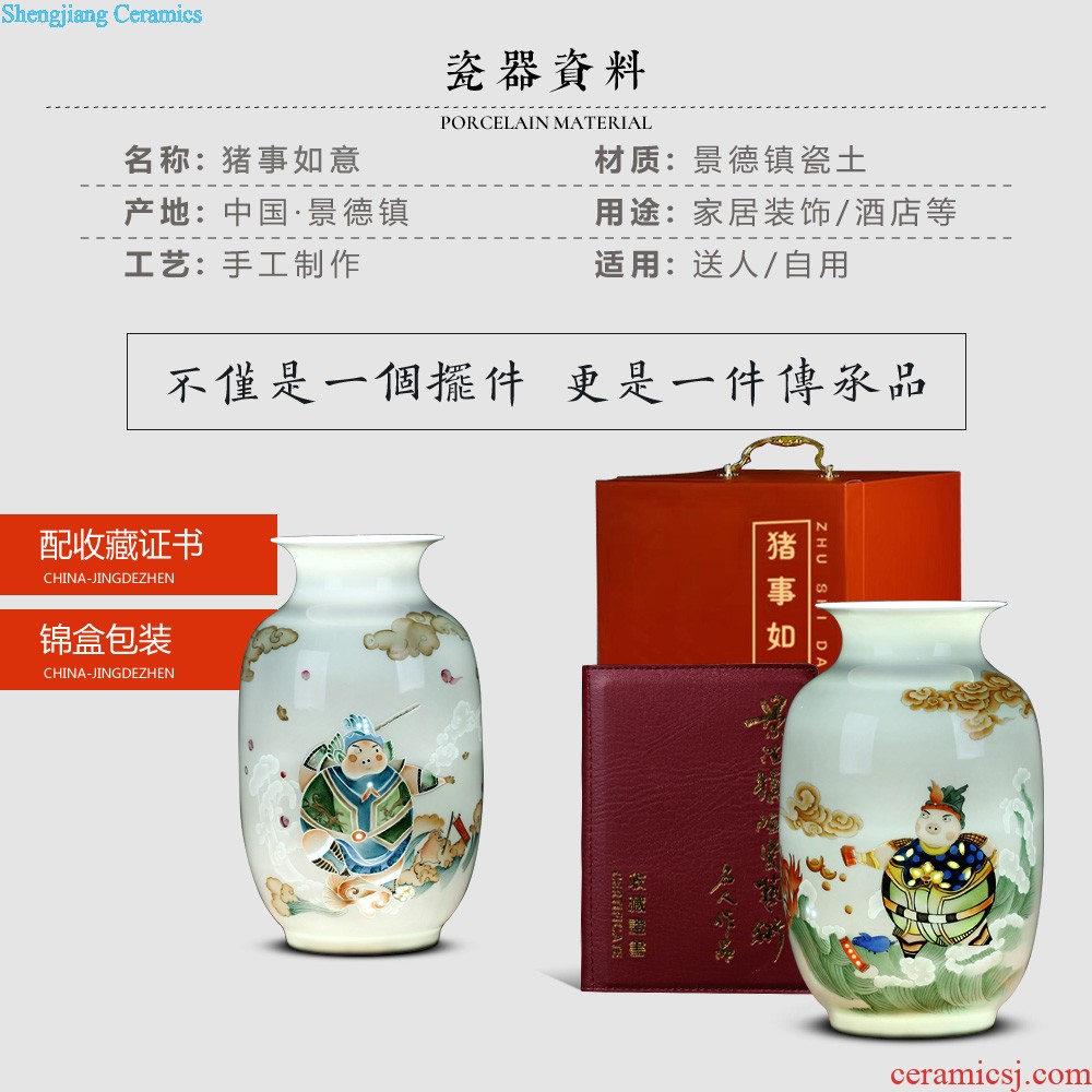 Jingdezhen ceramics furnishing articles hand-painted one hundred well in vases, flower arrangement sitting room adornment of Chinese style household TV ark