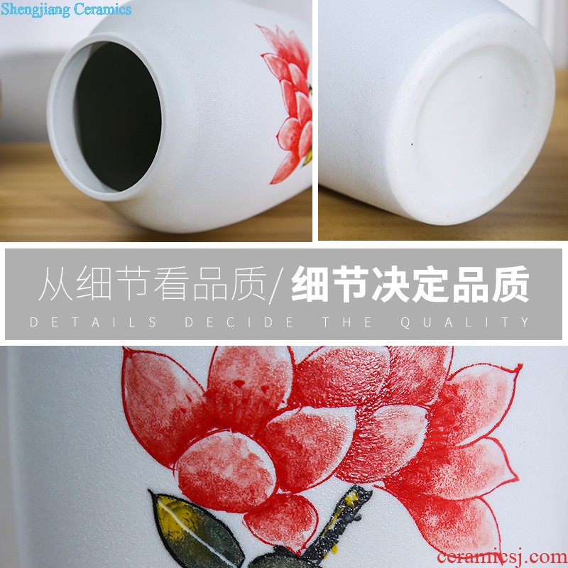 Jingdezhen ceramic aquarium tank large ceramic creative hand-painted lotus goldfish turtle cylinder Chinese style household furnishing articles