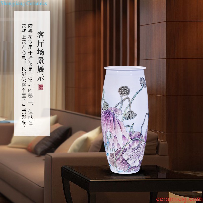 Master of jingdezhen ceramics hand-painted powder enamel decoration vase rich ancient frame of new Chinese style household furnishing articles in the living room