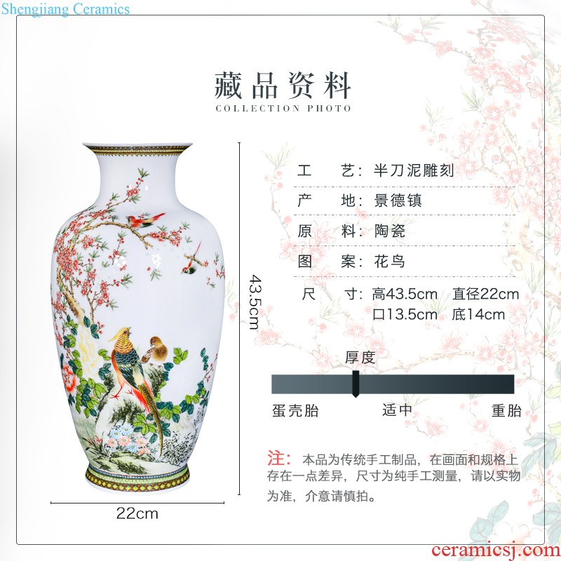 Jingdezhen ceramics hand carved decoration new Chinese modern bedroom living room decoration vase collection furnishing articles