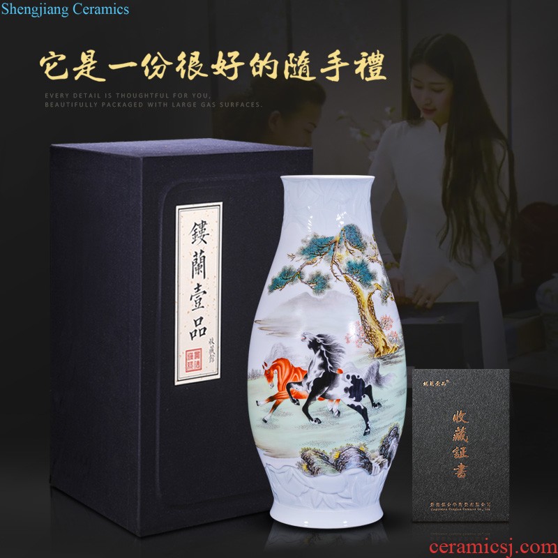 Jingdezhen ceramics imitation qing qianlong bound branch lotus gourd bottle of new Chinese style household adornment rich ancient frame furnishing articles sitting room