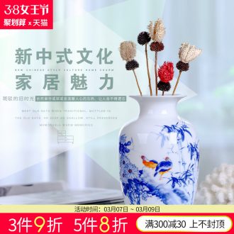 Jingdezhen ceramics vase furnishing articles Famous hand-painted scenery thin body porcelain bottle of new Chinese style living room decoration