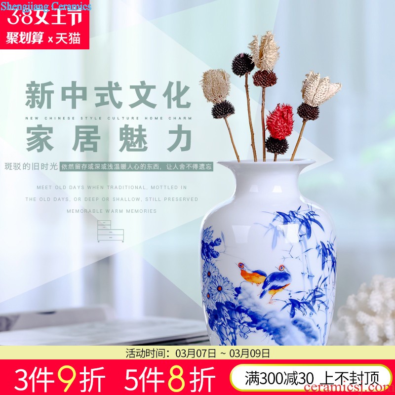 Jingdezhen ceramics vase furnishing articles Famous hand-painted scenery thin body porcelain bottle of new Chinese style living room decoration