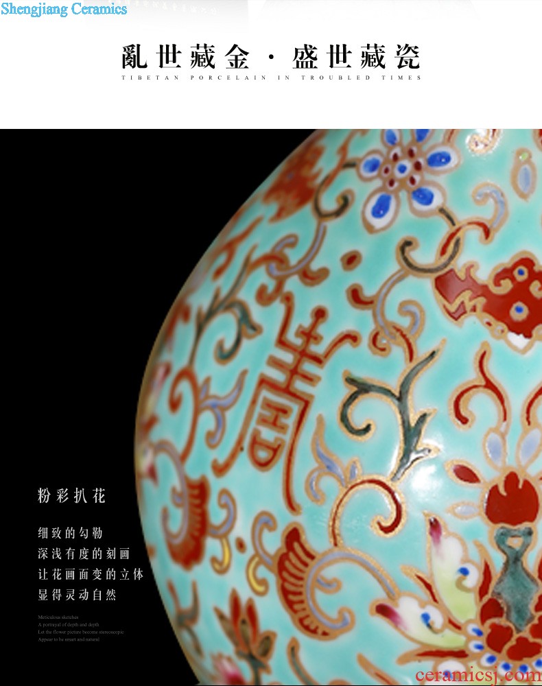 Jingdezhen ceramics vase imitation qing emperor kangxi golden pheasant tail bottles of Chinese style household adornment TV ark furnishing articles