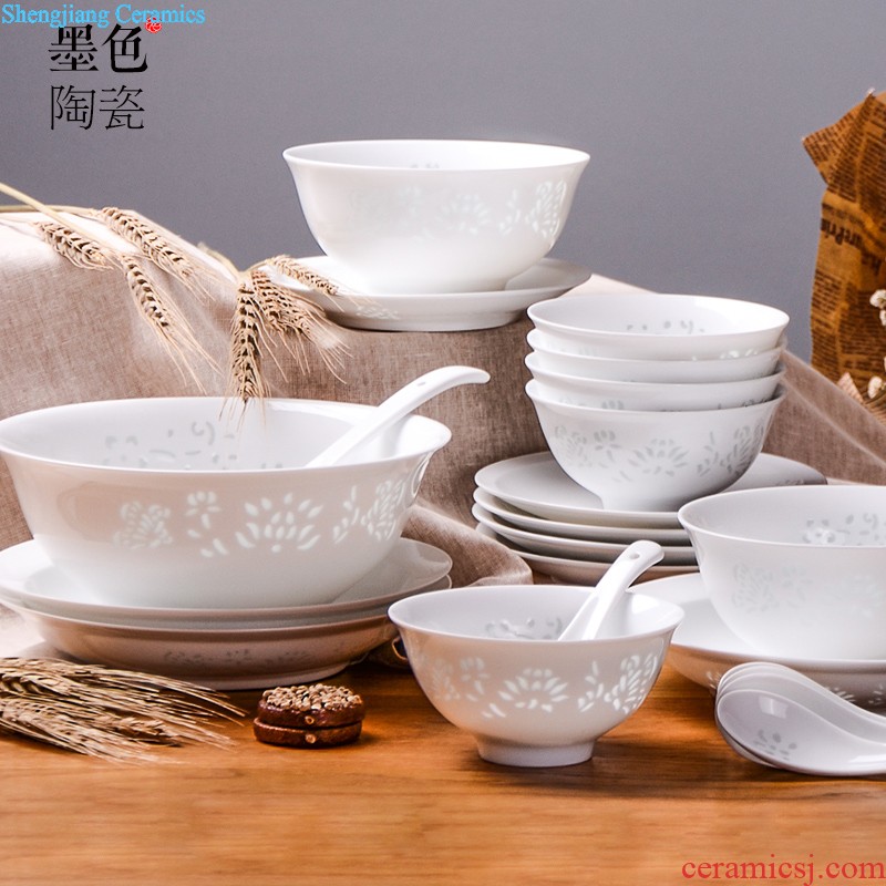 Chinese style bone porcelain household food dish Creative fish dish ceramic tableware in-glazed suit JiFanJin dishes