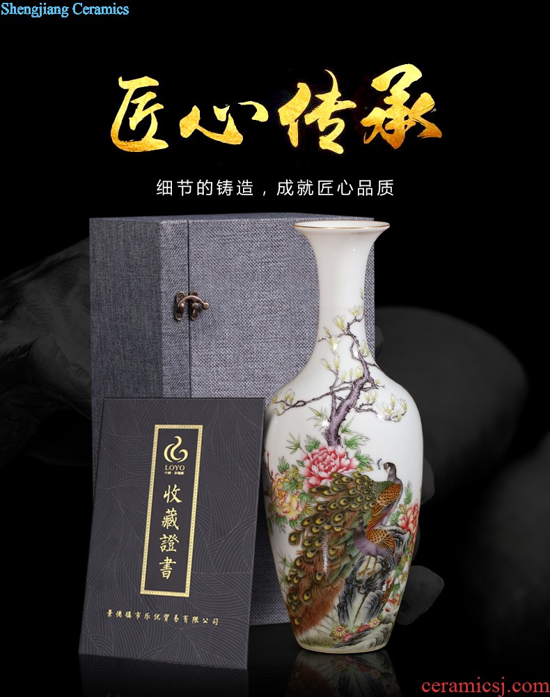 Jingdezhen ceramics vase household hand-painted yulan fragrance bottle yellow new Chinese style household adornment furnishing articles