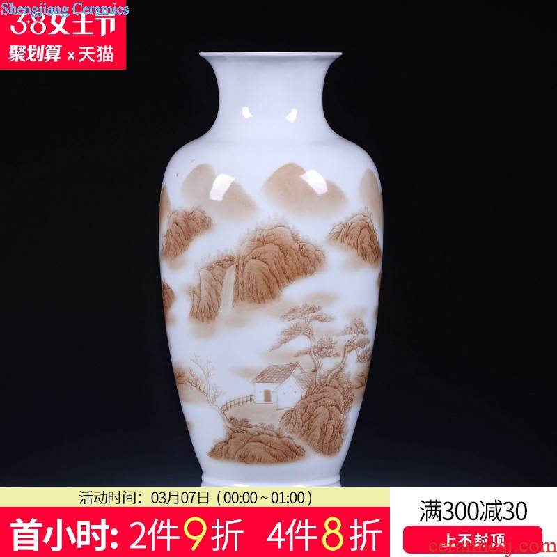 Jingdezhen ceramics lrene hand-painted yu le figure vase flower arranging, furnishing articles sitting room of Chinese style household decorations