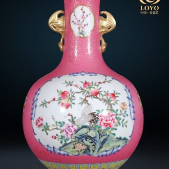 Jingdezhen ceramics imitation qing qianlong pastel kam tong prosperous fishtail vase archaize of Chinese style household act the role ofing is tasted furnishing articles