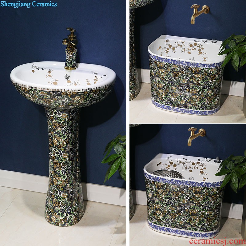 Post, qi jingdezhen basin of Chinese style restoring ancient ways ceramic column balcony floor toilet lavabo wash face basin that wash a face