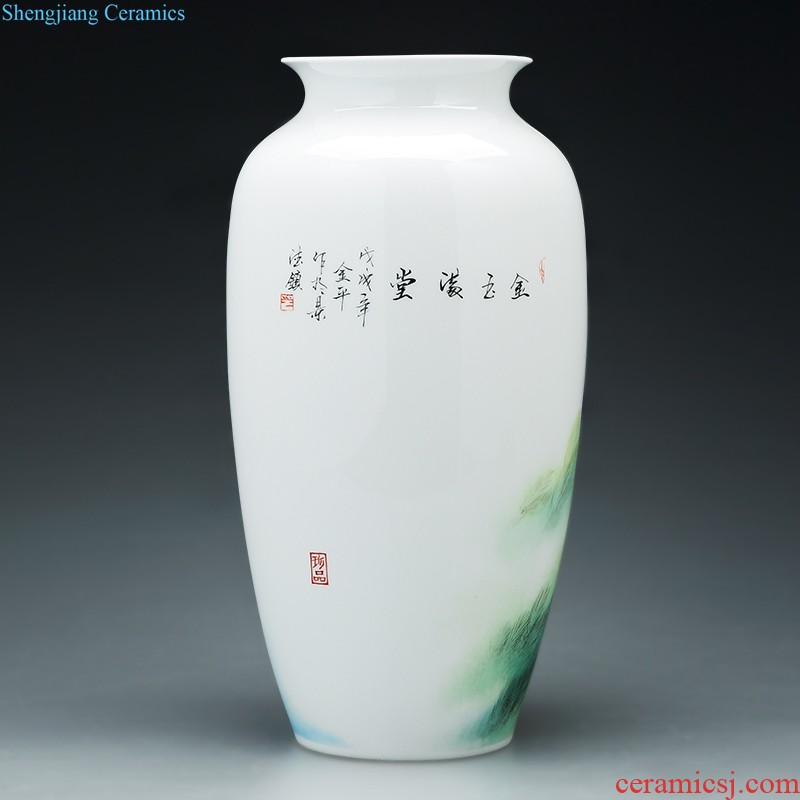 Jingdezhen ceramics vase furnishing articles hand-painted peony flowers prosperous Chinese style living room TV cabinet decoration decoration