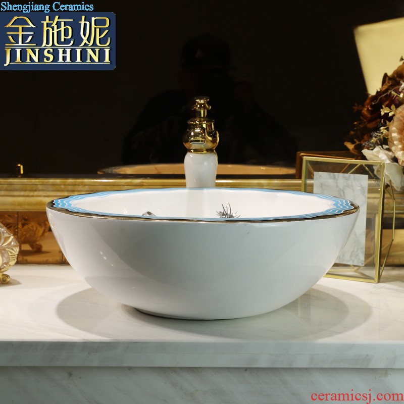 Art stage basin sink ceramic toilet lavatory ink elliptical wash gargle basin household balcony