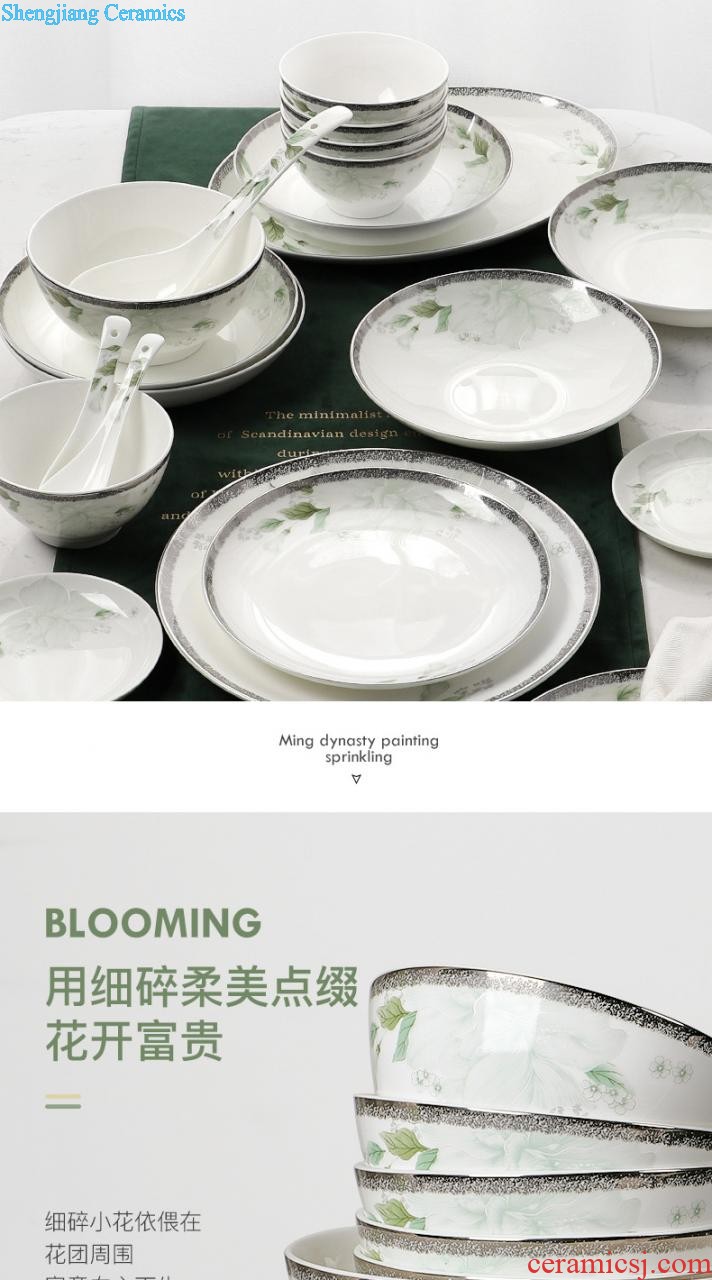 Chinese ceramic creative household food dish jingdezhen blue and white porcelain plate the fish dish deep dish dish wind