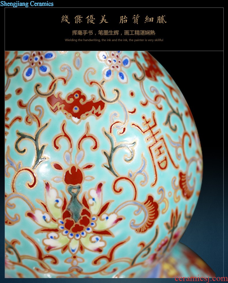 Jingdezhen ceramics vase imitation qing emperor kangxi golden pheasant tail bottles of Chinese style household adornment TV ark furnishing articles