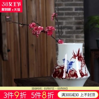 Jingdezhen 50 kg ceramics with cover storage tank barrel moistureproof insect-resistant large Chinese style living room kitchen hand draw lotus