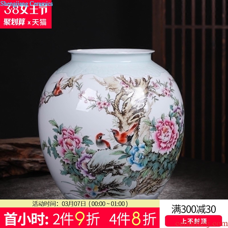 Jingdezhen ceramic furnishing articles Hand painted blue and white porcelain vase thin foetus prosperous new Chinese style living room porch act the role ofing is tasted