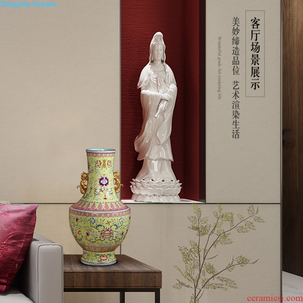 Jingdezhen ceramic vase imitation qing qianlong pastel steak flower tree sitting room adornment collection of new Chinese style furnishing articles