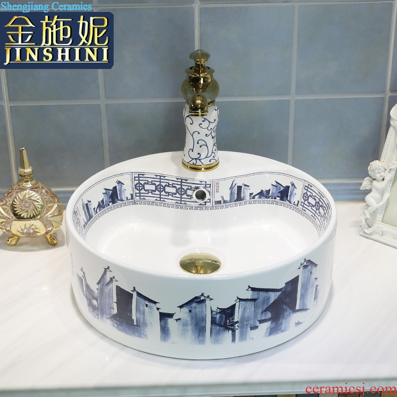 North European creative round the stage basin Lavabo of household toilet ceramic wash basin to art trumpet