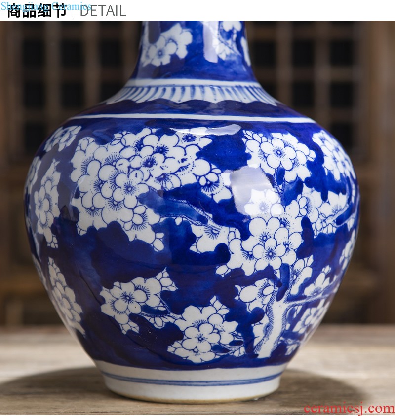 Jingdezhen ceramics Shadow blue glaze antique vase Chinese style restoring ancient ways is the sitting room porch decoration handicraft furnishing articles