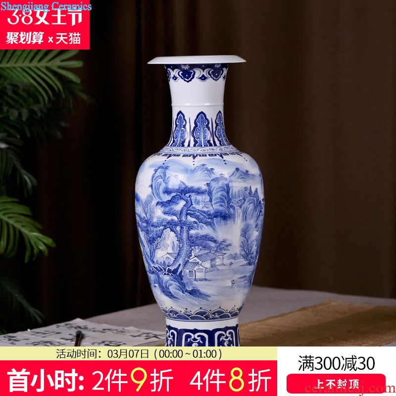 Jingdezhen ceramics furnishing articles Hand painted blue and white porcelain vase cloud castle peak New Chinese style home sitting room adornment