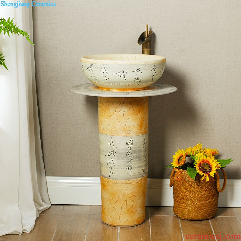 Koh larn qi ceramic column basin sink console art to a whole basin bathroom pillar type lavatory