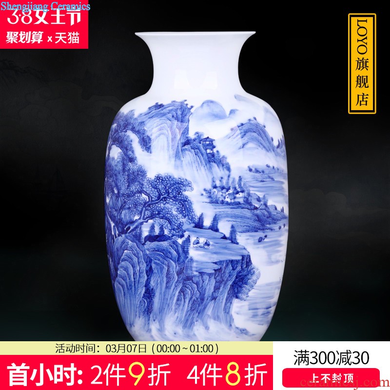 Jingdezhen blue and white porcelain vases, pottery and porcelain hand-painted scenery figure large arranging flowers Chinese style household act the role ofing is tasted arts and crafts