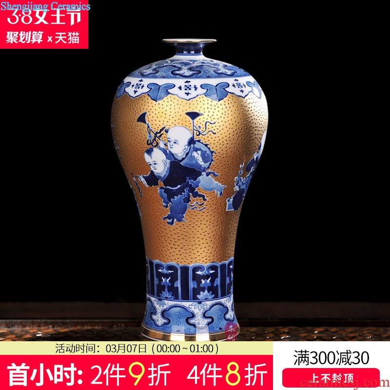 Jingdezhen powder enamel vase ceramic flower arrangement New Chinese style household adornment porch handicraft furnishing articles