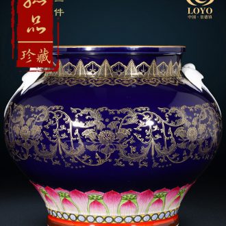 General furnishing articles antique hand-painted porcelain of jingdezhen ceramics youligong red dragon grain tank storage jar Chinese style living room