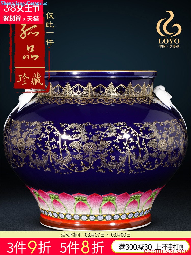 General furnishing articles antique hand-painted porcelain of jingdezhen ceramics youligong red dragon grain tank storage jar Chinese style living room