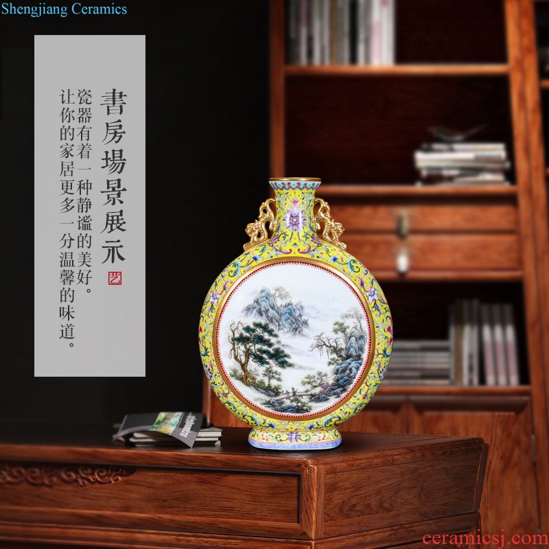 Jingdezhen ceramic hand-drawn illustration vases, new Chinese style household living room TV ark adornment bedroom collection furnishing articles