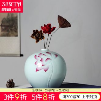 Jingdezhen ceramics hand-painted celadon pu 'er tea pot storage tank snack jars Chinese sitting room adornment