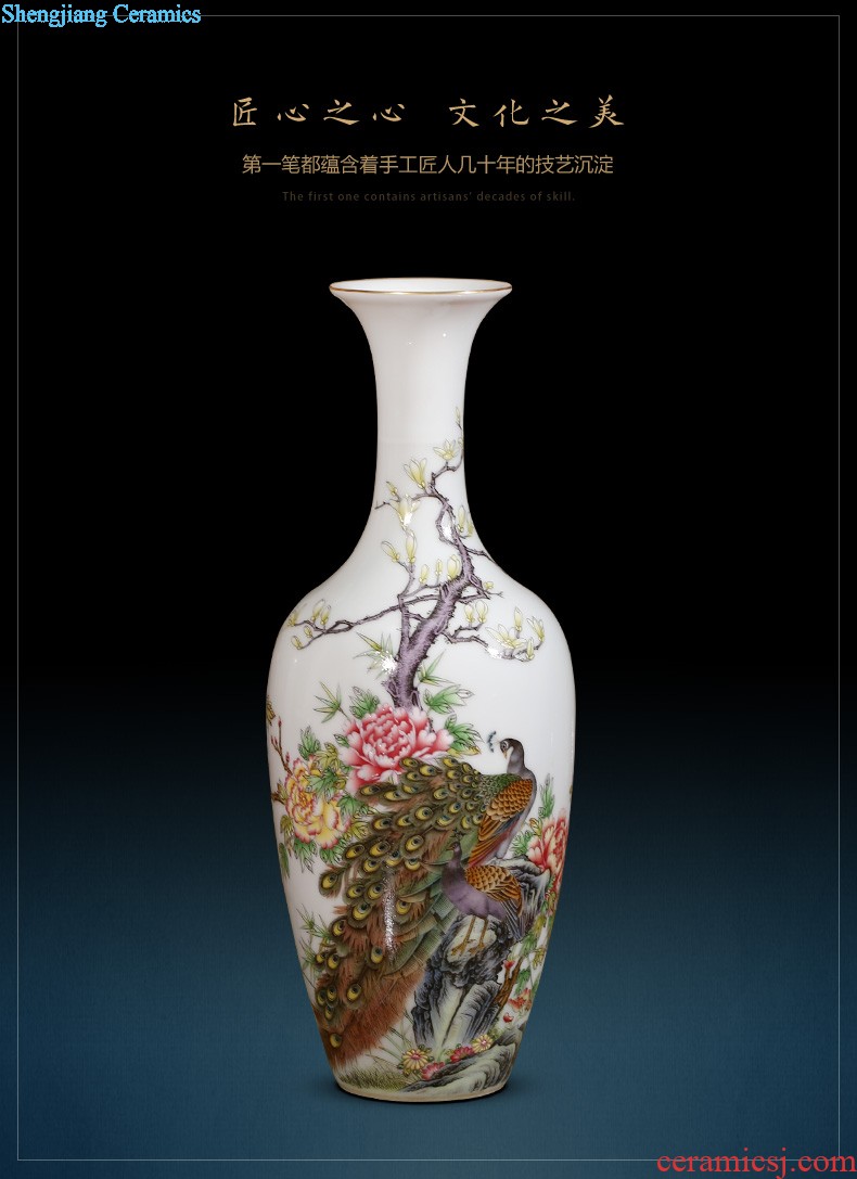 Jingdezhen ceramics vase household hand-painted yulan fragrance bottle yellow new Chinese style household adornment furnishing articles