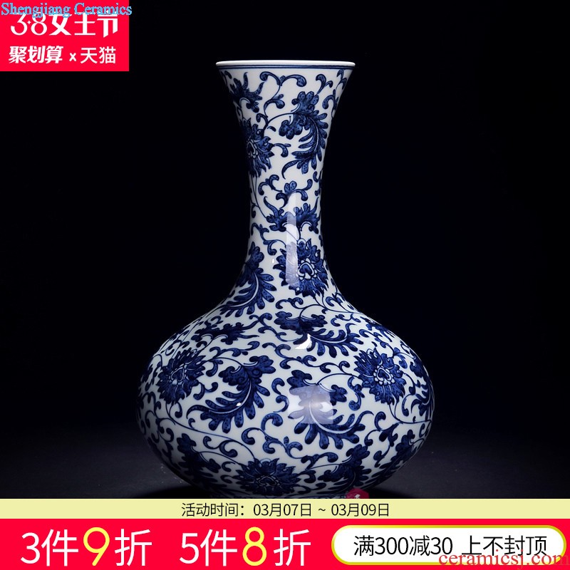 Jingdezhen ceramics vase furnishing articles Famous hand-painted kiln landscape picture tube of new Chinese style porch decoration