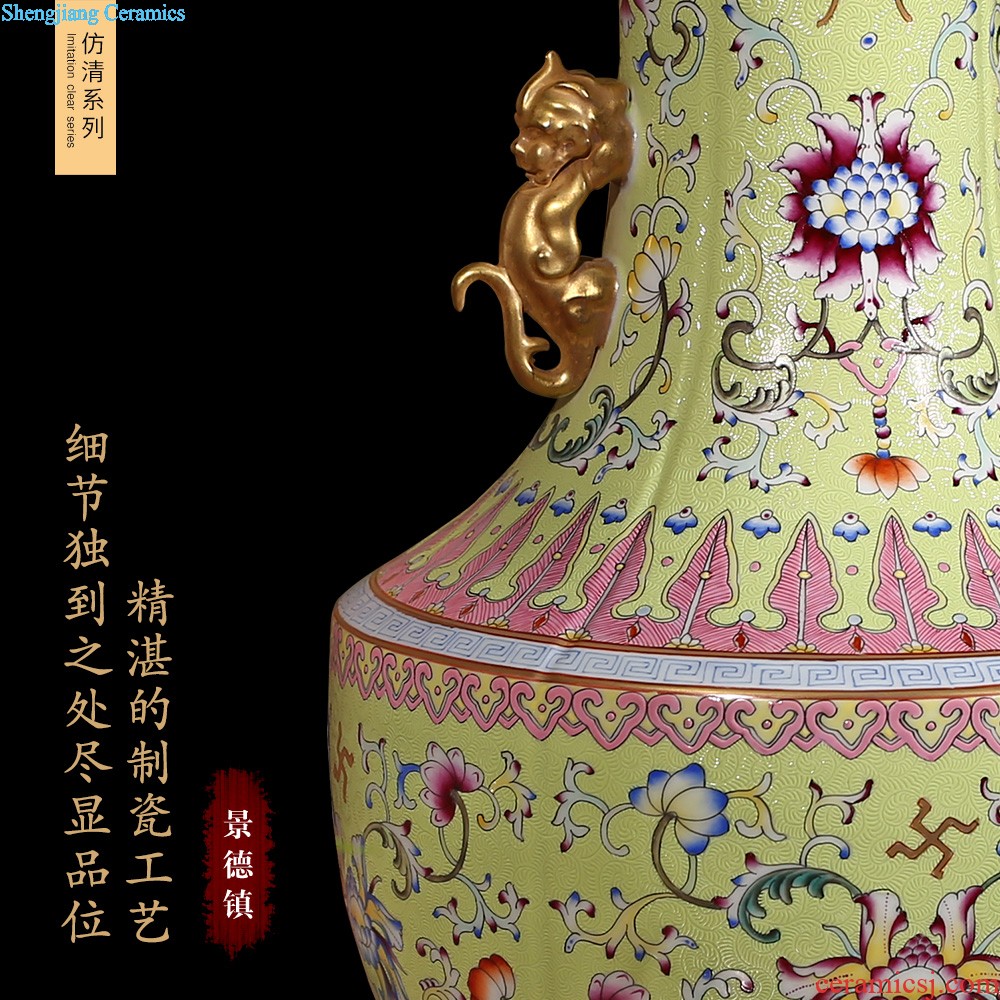 Jingdezhen ceramic vase imitation qing qianlong pastel steak flower tree sitting room adornment collection of new Chinese style furnishing articles