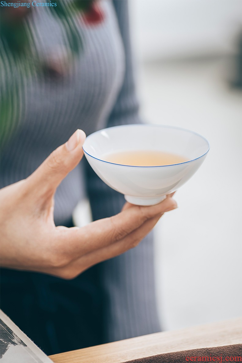 White porcelain hand-painted ceramic tea cup sample tea cup single kung fu tea set jingdezhen pure manual master cup small tea cups