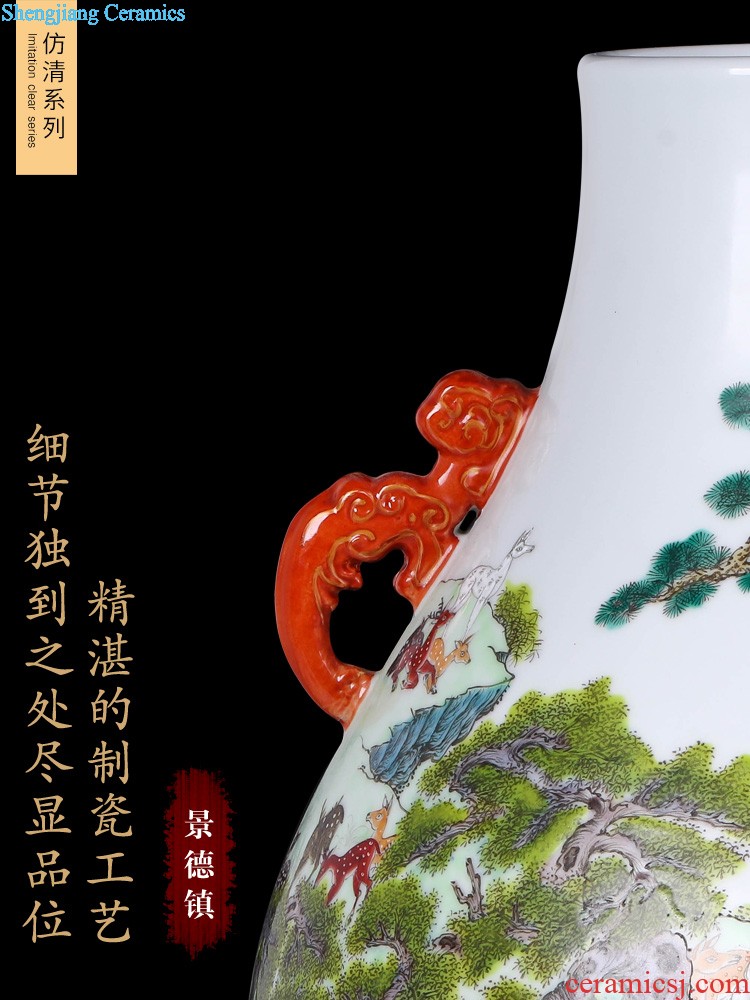 Jingdezhen ceramics vase archaize powder enamel bottles of the sitting room of Chinese style household adornment flower arranging furnishing articles