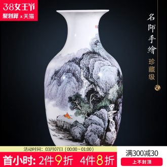 Jingdezhen ceramic vase manual shadow lotus rhyme plum green glaze color bucket bottle vases, flower decoration crafts are sitting room