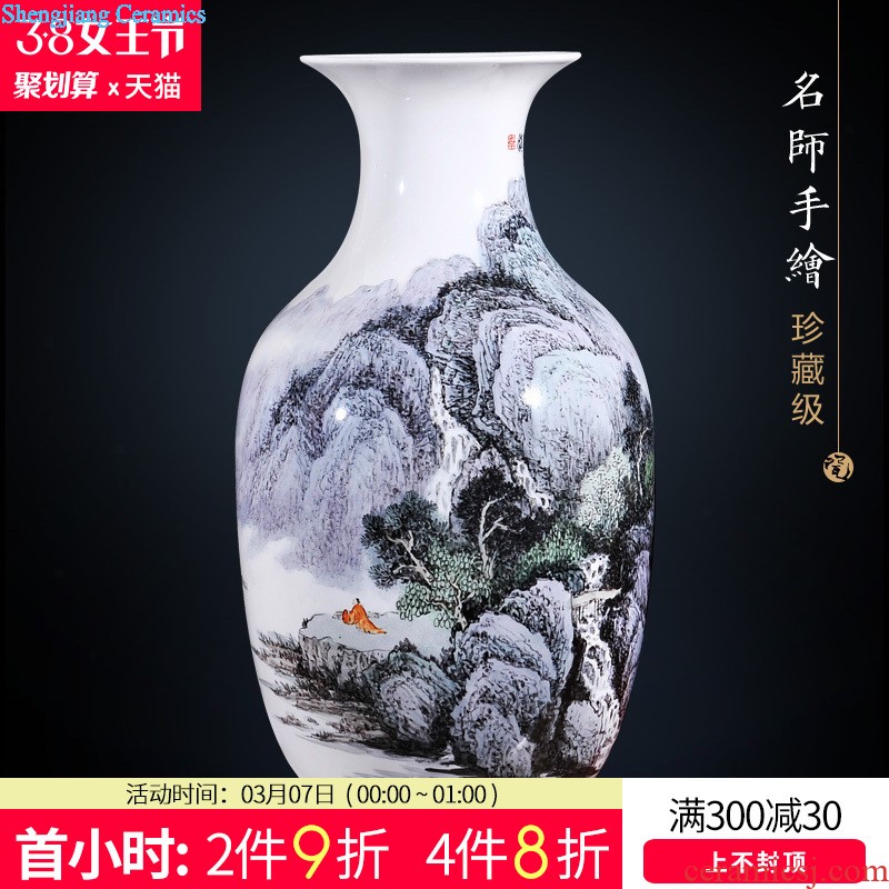 Jingdezhen ceramic vase manual shadow lotus rhyme plum green glaze color bucket bottle vases, flower decoration crafts are sitting room