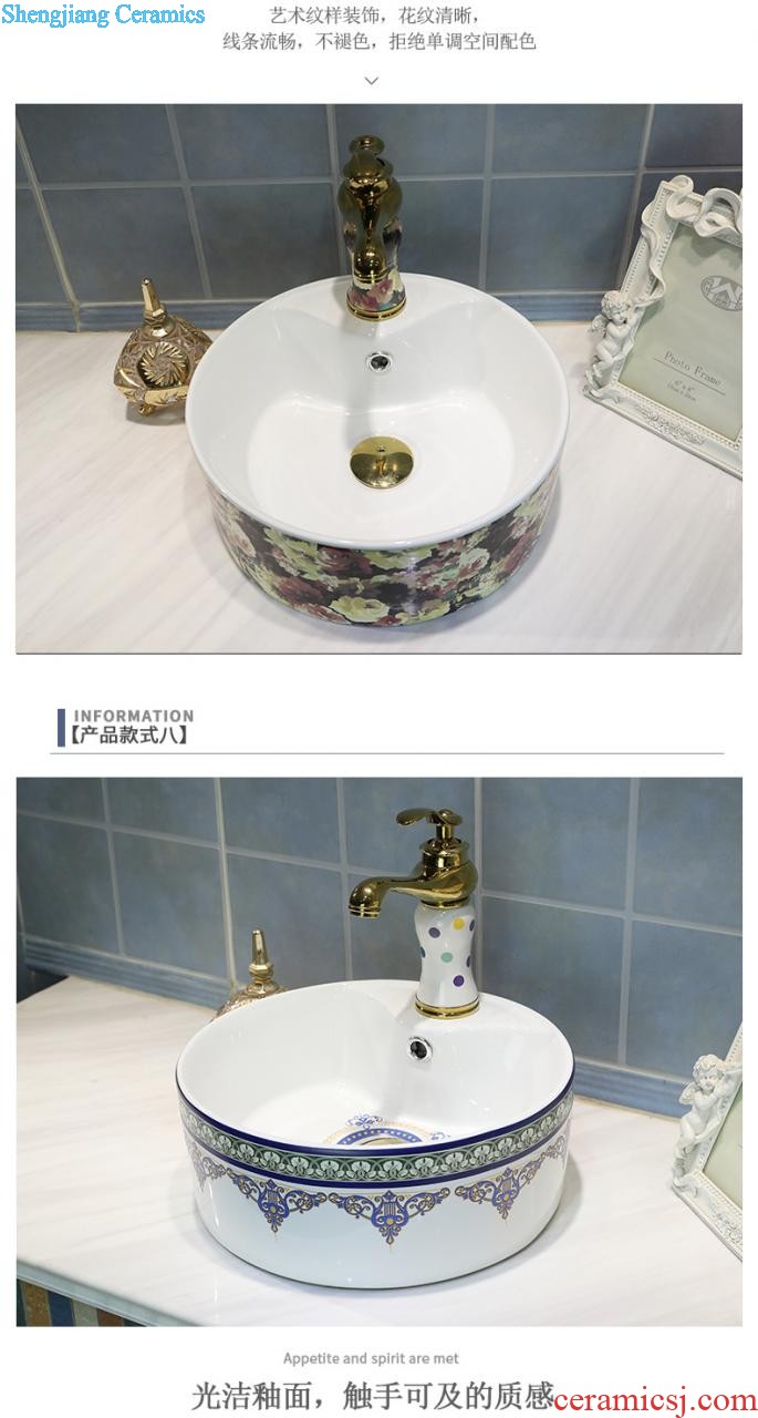 European rose stage basin rectangle ceramic household bowl lavatory basin sink art Mosaic gold sink