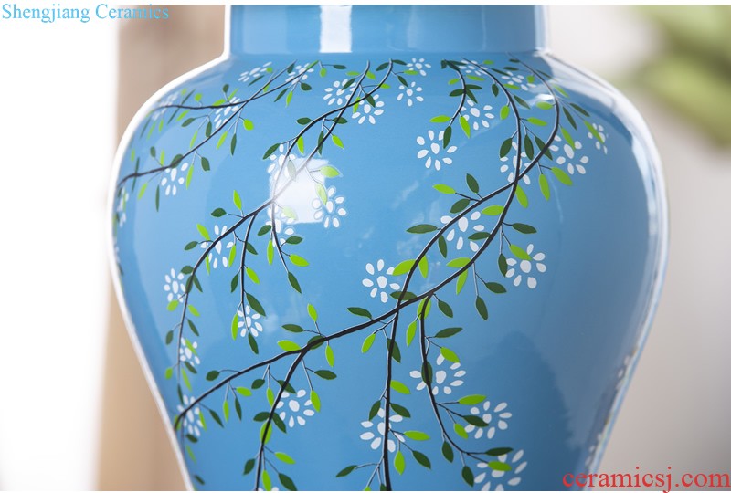 Jingdezhen ceramic vase furnishing articles new Chinese style living room decoration flower arranging dried flower general tank household soft adornment