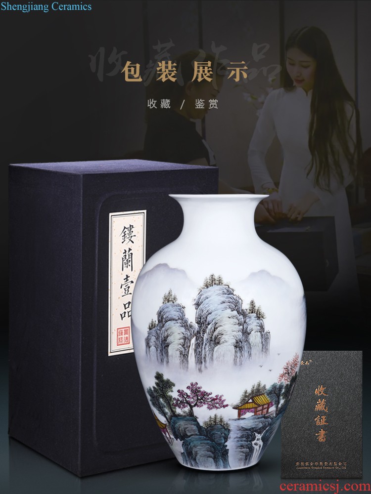 Jingdezhen ceramic master hand painted porcelain vase furnishing articles of new Chinese rich ancient frame sitting room decoration wedding decoration