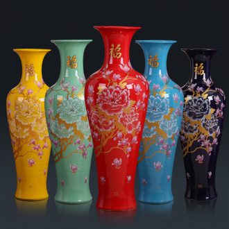 Jingdezhen ceramics hand-painted reed pond moonlight vases, flower arranging place Chinese style household living room TV cabinet decoration