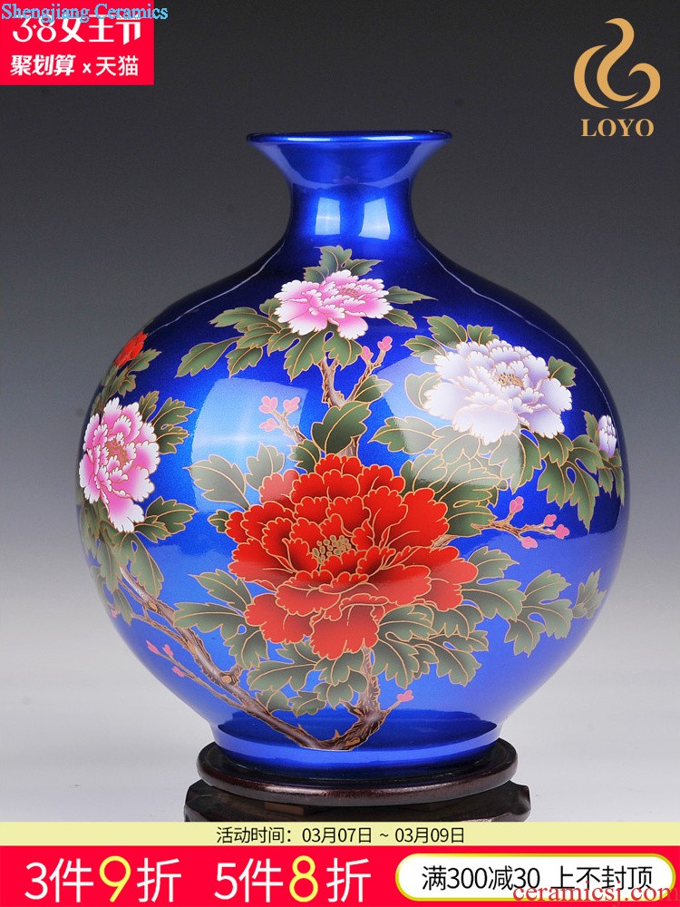 Jingdezhen ceramics vase hand-painted archaize large sitting room of Chinese style household flower arrangement of blue and white porcelain decoration furnishing articles