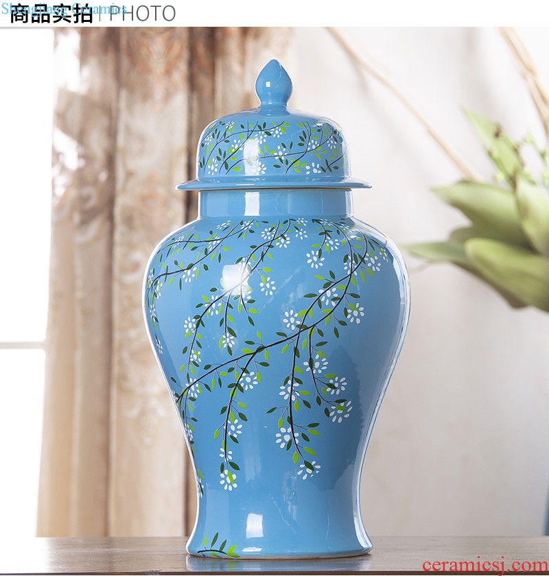 Jingdezhen ceramic vase furnishing articles new Chinese style living room decoration flower arranging dried flower general tank household soft adornment