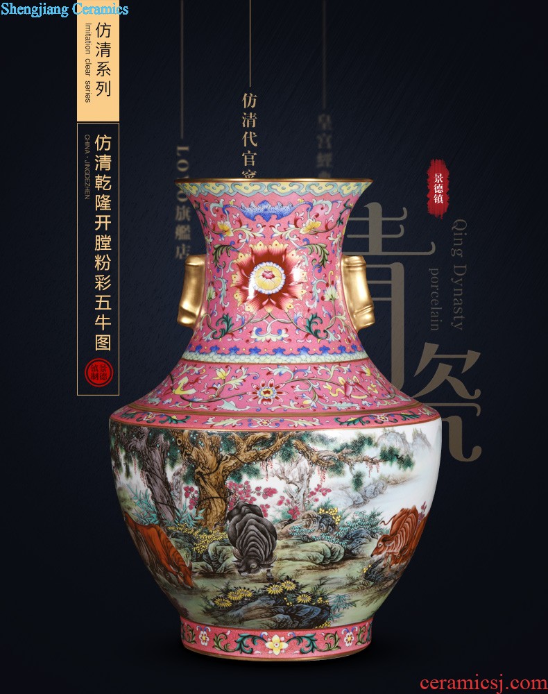 Jingdezhen ceramics vase furnishing articles imitation qing qianlong pea green glaze butterfly mei bottles of Chinese style household decorative arts and crafts