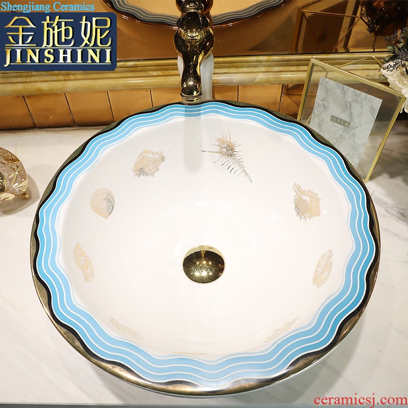 Art stage basin sink ceramic toilet lavatory ink elliptical wash gargle basin household balcony