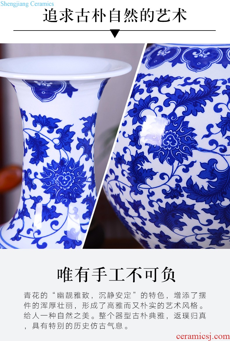 Jingdezhen ceramics of large vase furnishing articles large sitting room of Chinese style household adornment hand-painted porcelain arranging flowers